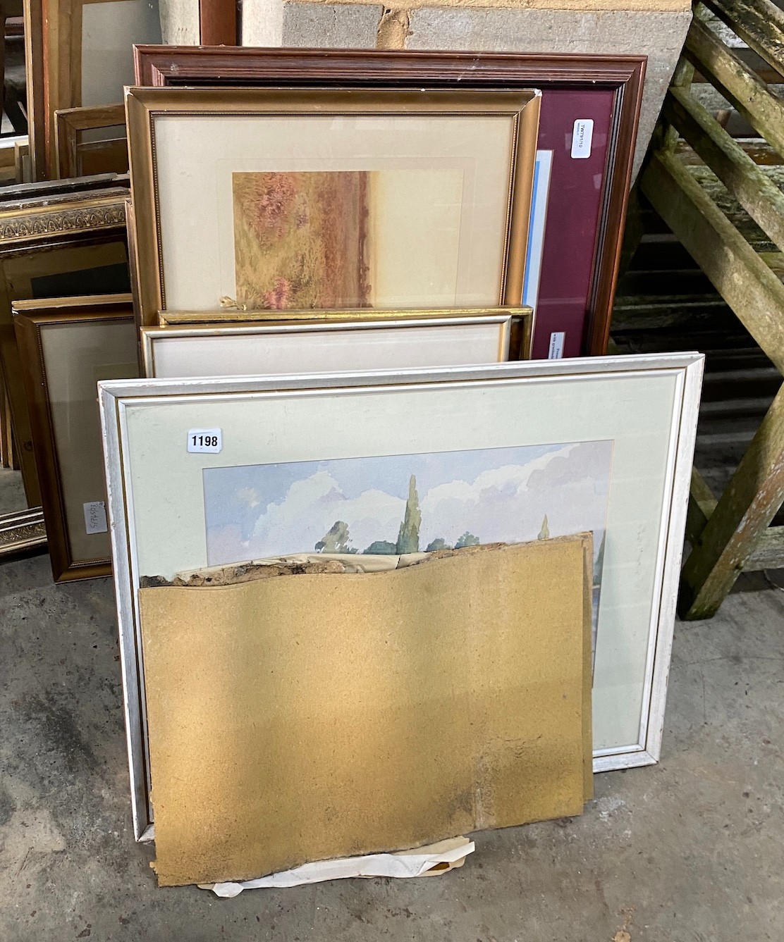 A collection of watercolours and prints